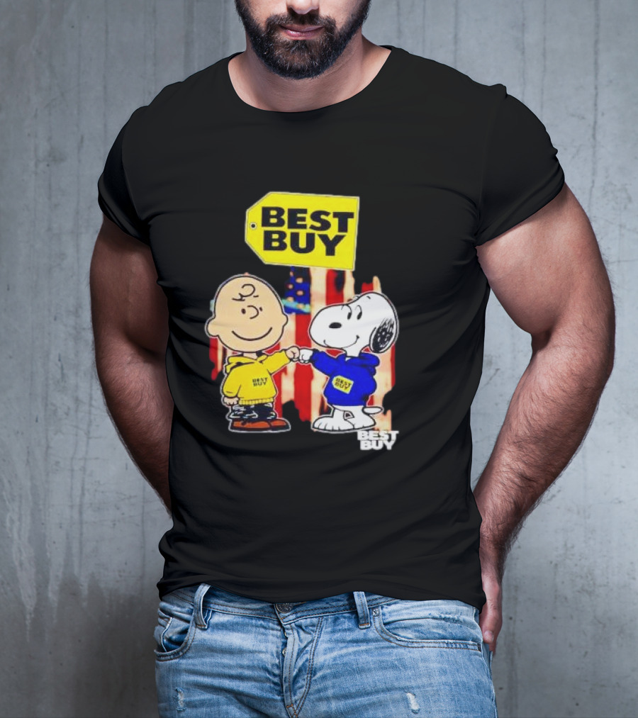 Best Buy Charlie Brown Snoopy Yellow Blue S Fist Bump T-Shirt
