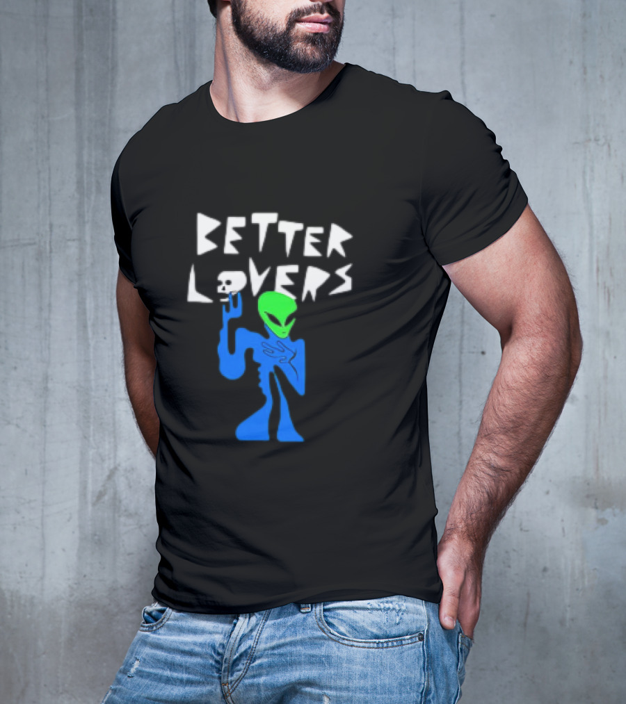 BETTER LOVERS ALIEN CHARACTER BLUE AND GREEN T-Shirt