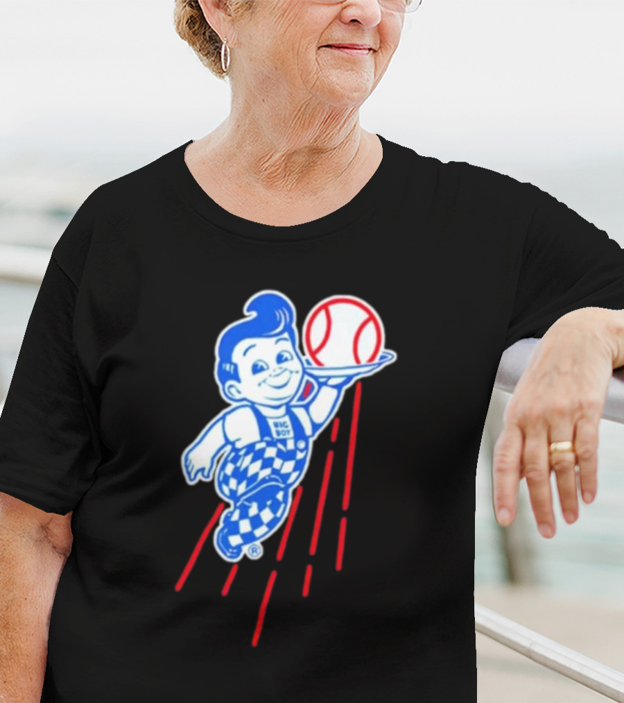 Big Boy Baseball Los Angeles Dodgers Checker Overalls Red Stripes T-Shirt