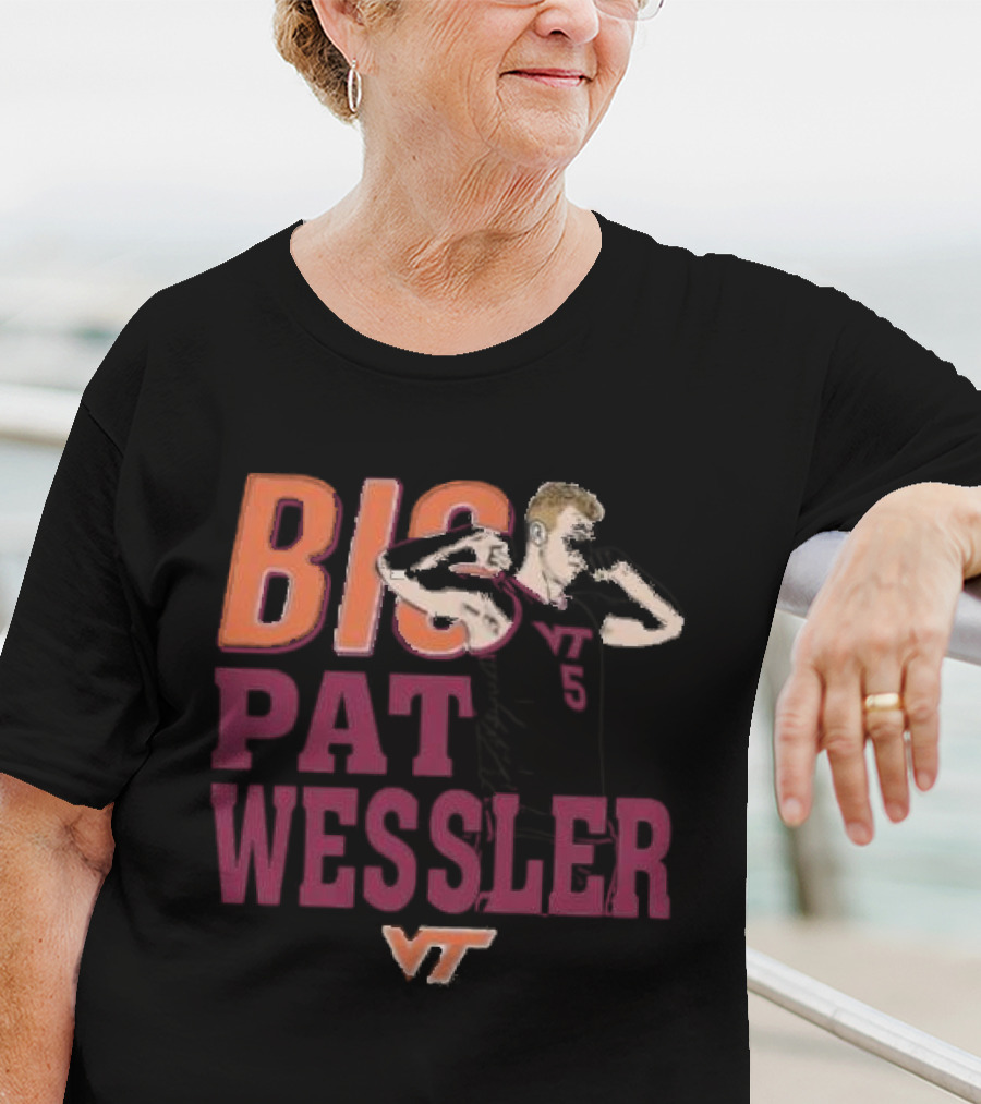 Big Pat Wessler VT Hokies Player Cartoon T-Shirt