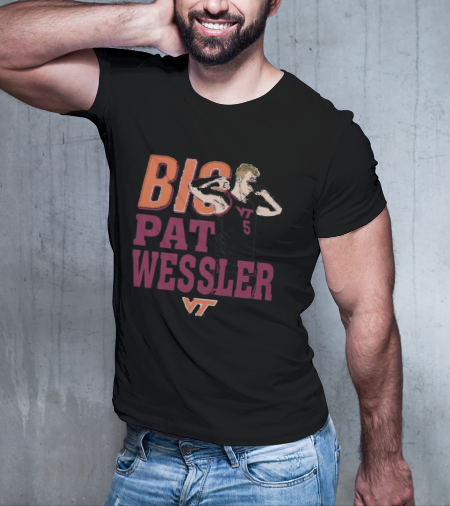 Big Pat Wessler VT Hokies Player Cartoon T-Shirt