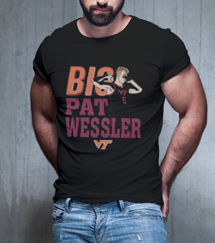 Big Pat Wessler VT Hokies Player Cartoon T-Shirt
