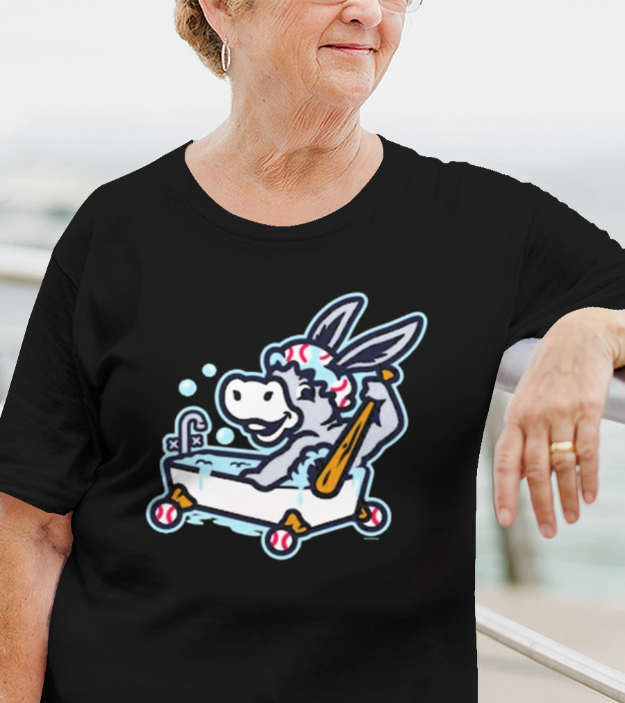 Binghamton Bathtub Donkeys Riding Bathtub Baseball Bats Binghamton Rumble Ponies T-Shirt