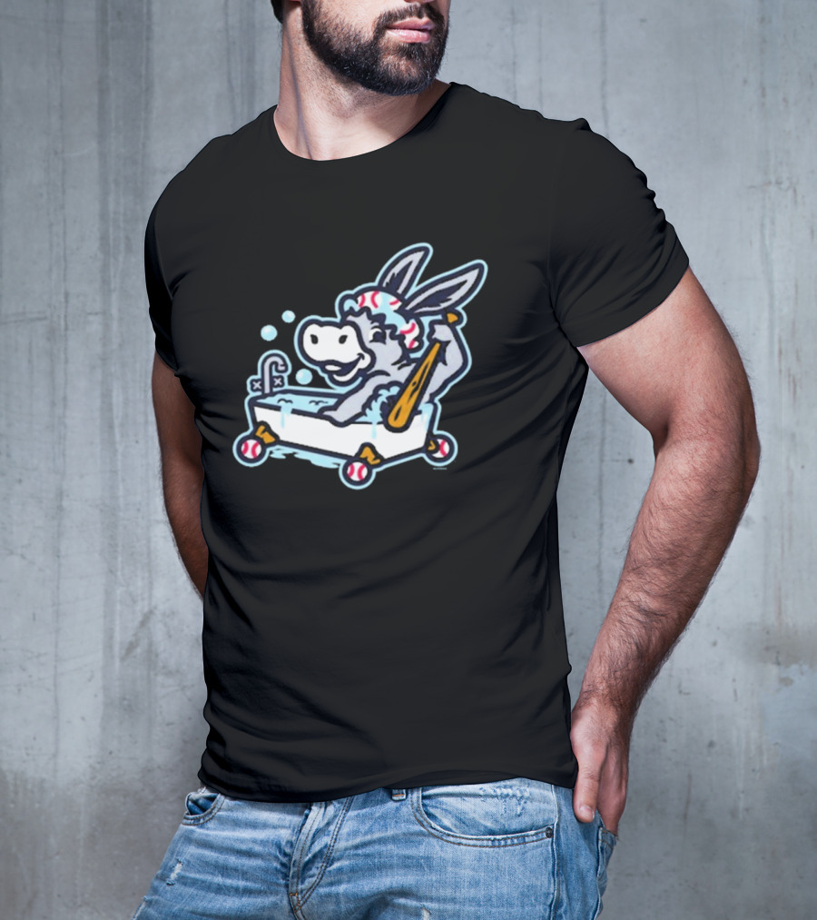 Binghamton Bathtub Donkeys Riding Bathtub Baseball Bats Binghamton Rumble Ponies T-Shirt