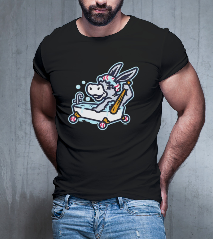 Binghamton Bathtub Donkeys Riding Bathtub Baseball Bats Binghamton Rumble Ponies T-Shirt