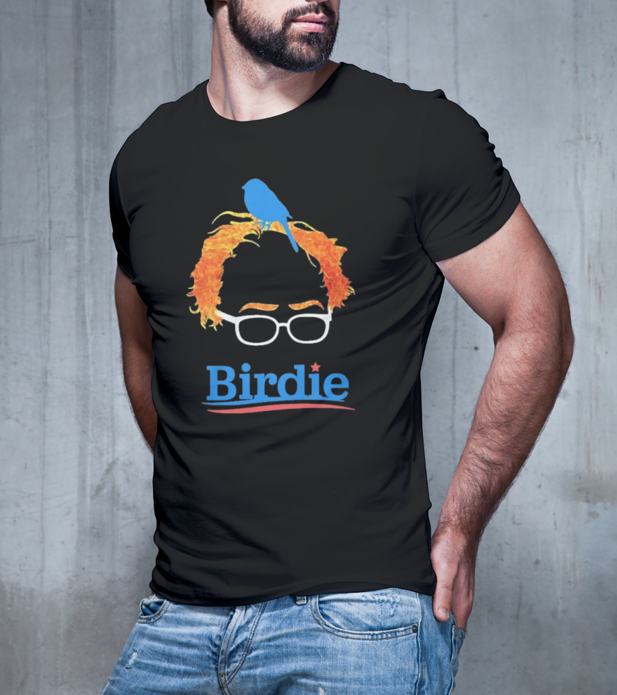Birdie Sanders Blue Bird With Glasses And Orange Hair T-Shirt