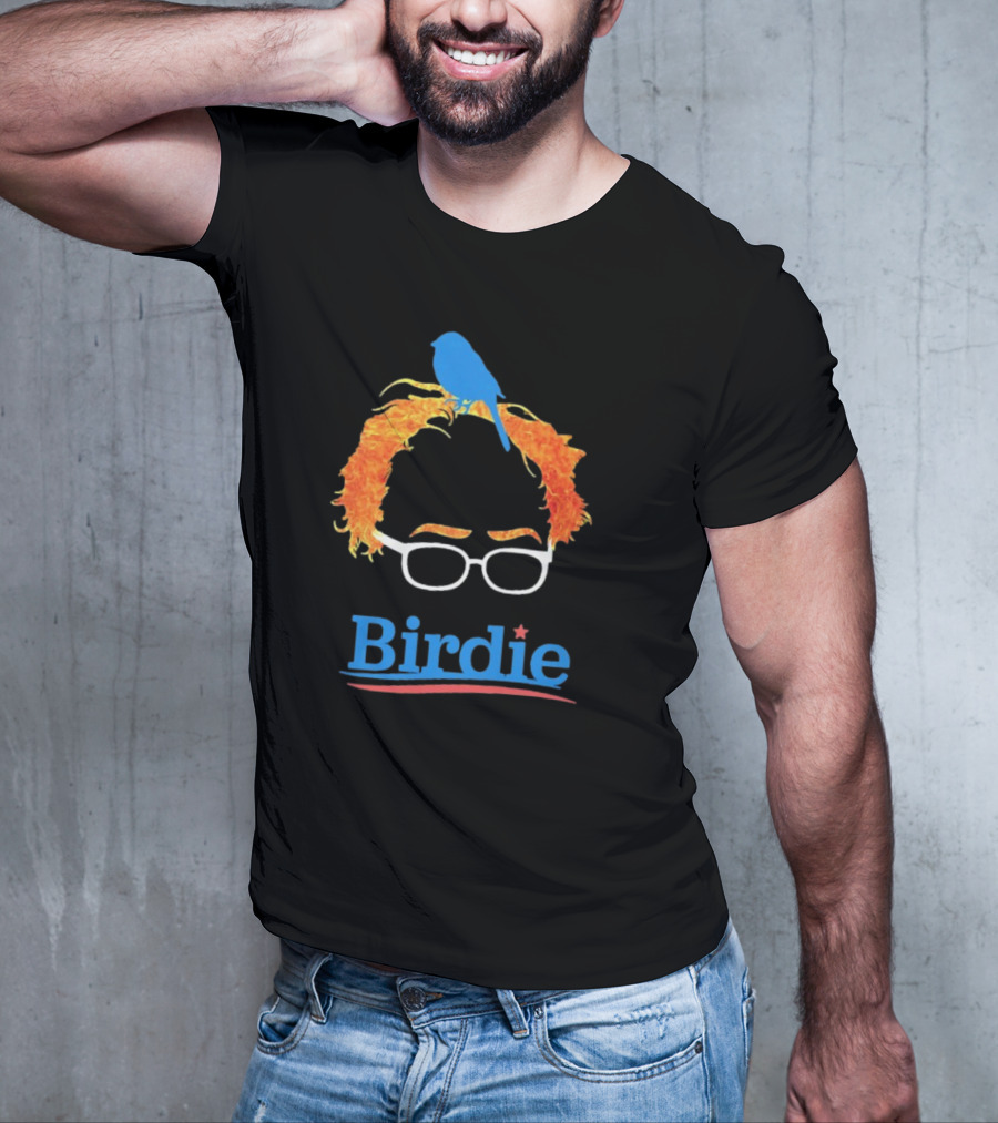 Birdie Sanders Blue Bird With Glasses And Orange Hair T-Shirt