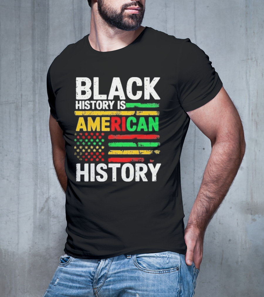 Black History Is American History Vintage Flag Design T-Shirt