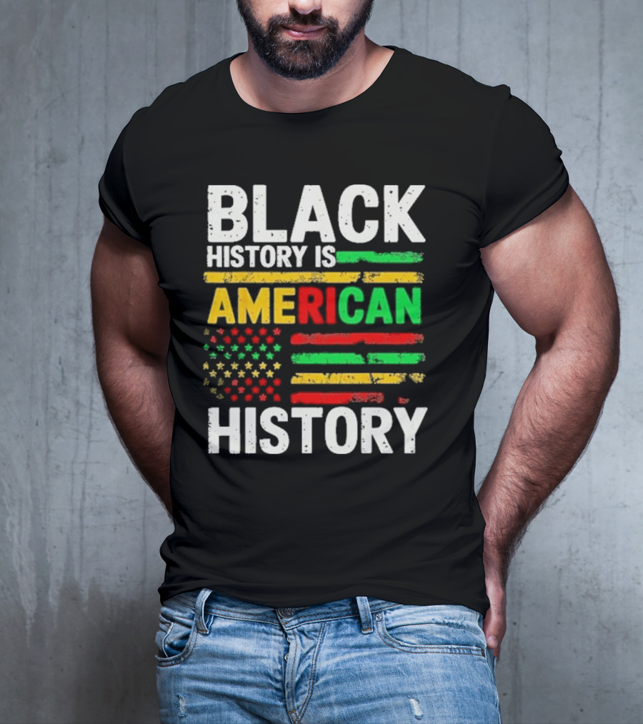 Black History Is American History Vintage Flag Design T-Shirt