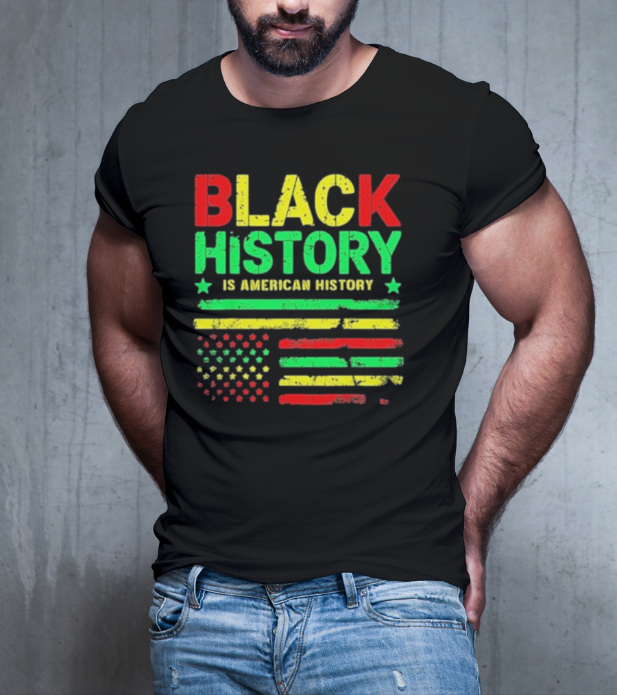 Black History Is American History Usa Flag T-Shirt