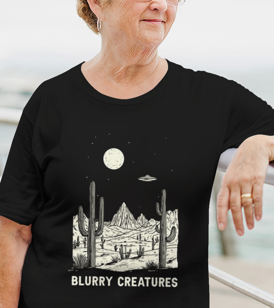 Blurry Creatures Desert Nights UFO Cactus Moon T-Shirt