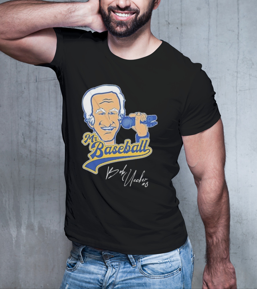 Mr Baseball Bob Uecker UECK Microphone Illustration T-Shirt