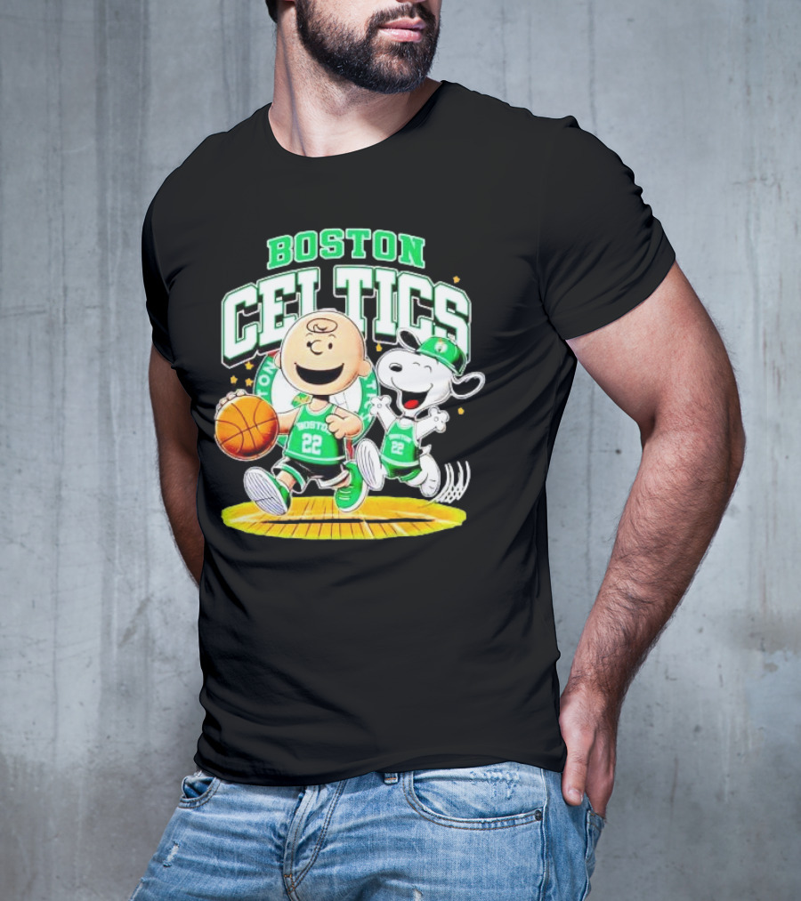 Boston Celtics Charlie Brown Snoopy Basketball Fan Fun T-Shirt