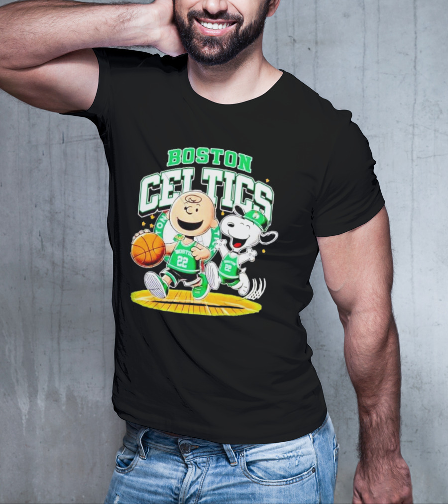Boston Celtics Charlie Brown Snoopy Basketball Fan Fun T-Shirt