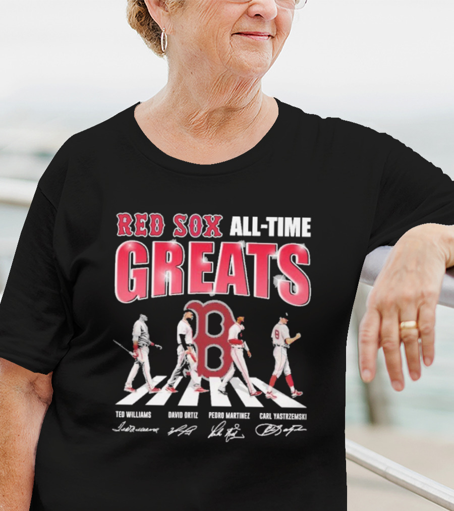 Red Sox All-Time Greats Ted Williams David Ortiz Pedro Martínez Carl Yastrzemski Signatures T-Shirt