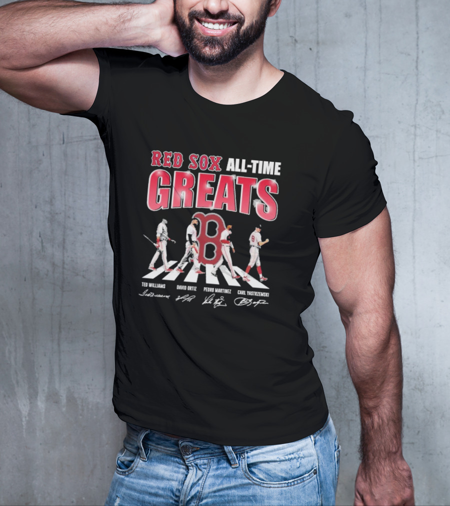 Red Sox All-Time Greats Ted Williams David Ortiz Pedro Martínez Carl Yastrzemski Signatures T-Shirt