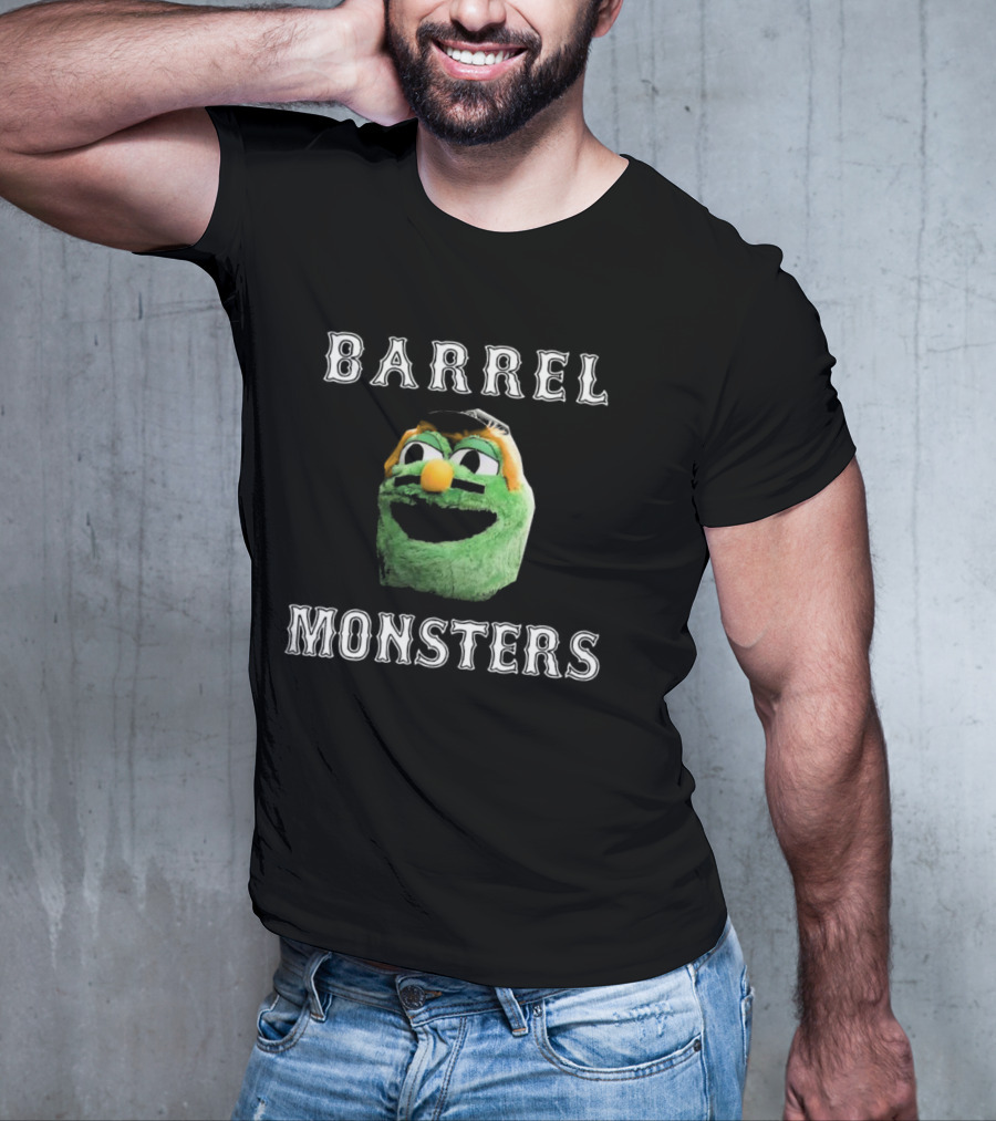 Barrel Monsters Boston Red Sox 2025 Green Furry Face T-Shirt