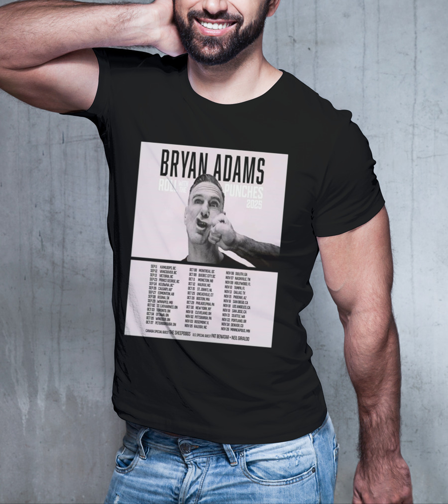 Bryan Adams Roll With The Punches 2025 North America Tour T-Shirt