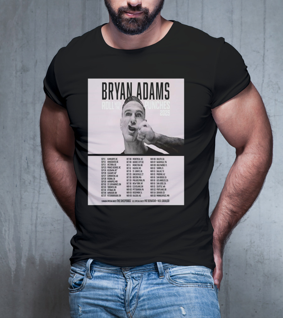 Bryan Adams Roll With The Punches 2025 North America Tour T-Shirt
