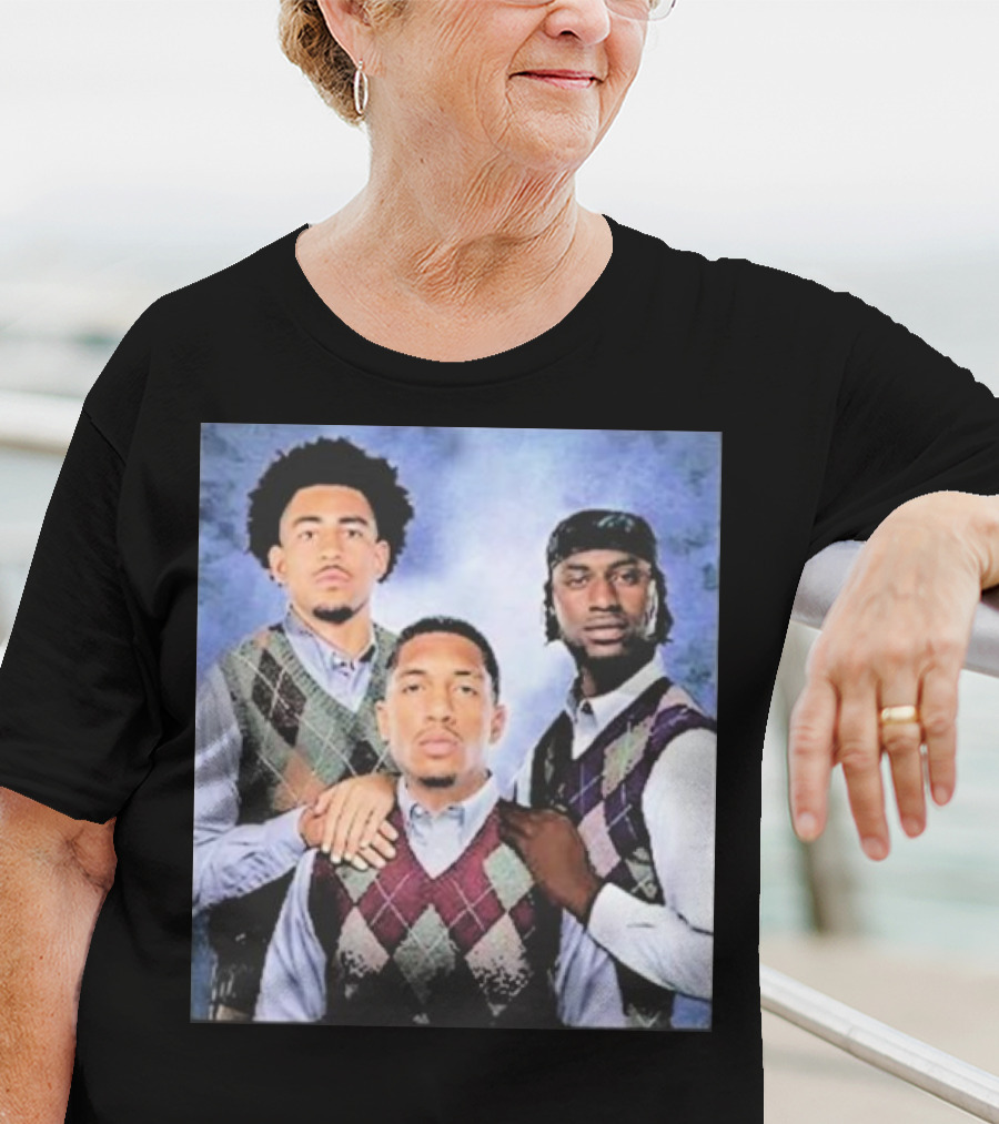 Bryce Young Chuba Hubbard Xavier Legette Vintage Argyle Sweater Step Brothers Look T-Shirt