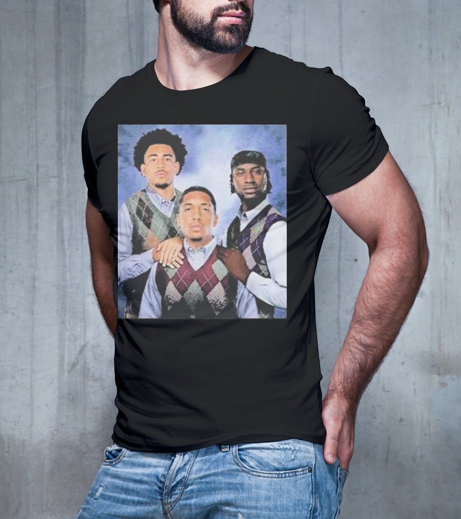 Bryce Young Chuba Hubbard Xavier Legette Vintage Argyle Sweater Step Brothers Look T-Shirt