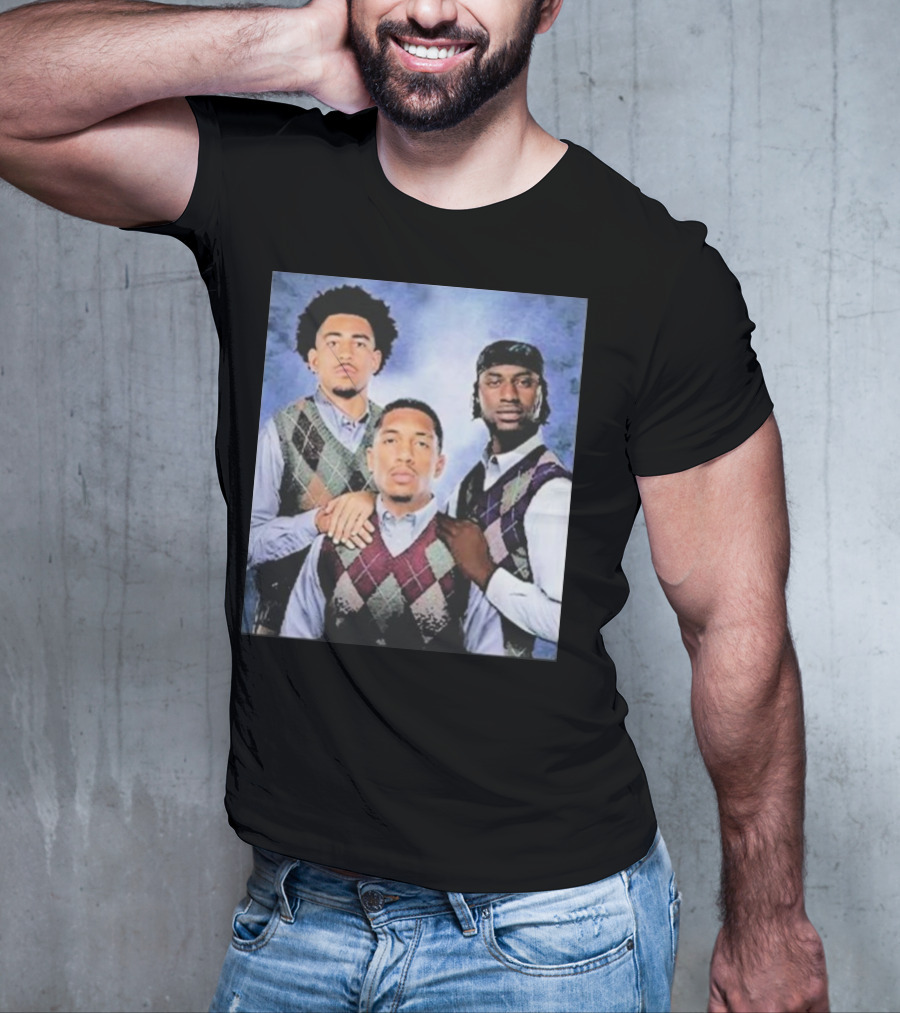Bryce Young Chuba Hubbard Xavier Legette Vintage Argyle Sweater Step Brothers Look T-Shirt