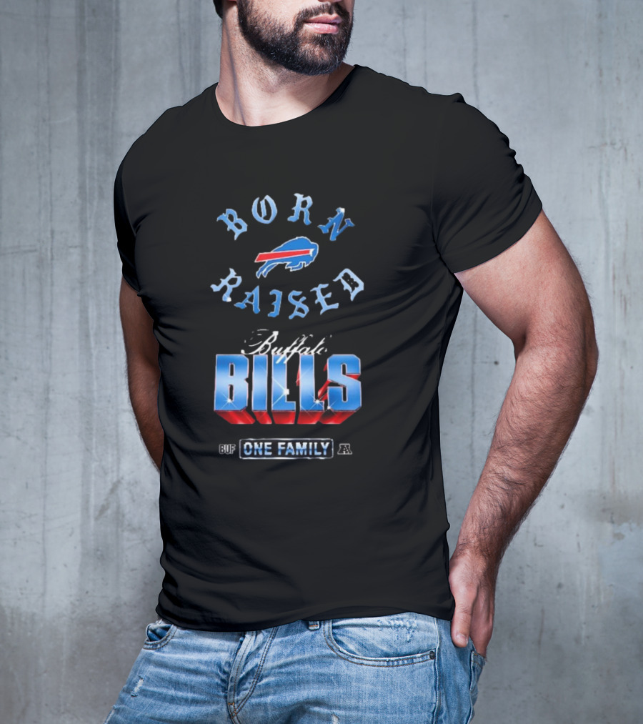 Buffalo Bills Born X Raised BUF One Family Chrome Rocker T-Shirt