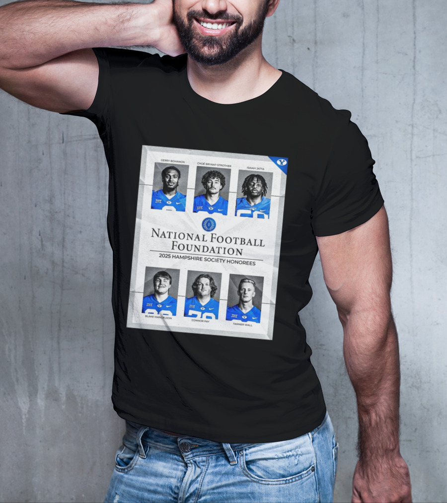 BYU Cougars National Football Foundation 2025 Hampshire Society Honorees Bohanon Bryant-Strother Jatta T-Shirt