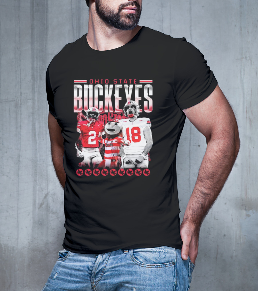 Caleb Downs X Will Howard Ohio State Buckeyes Mascot Graphic T-Shirt