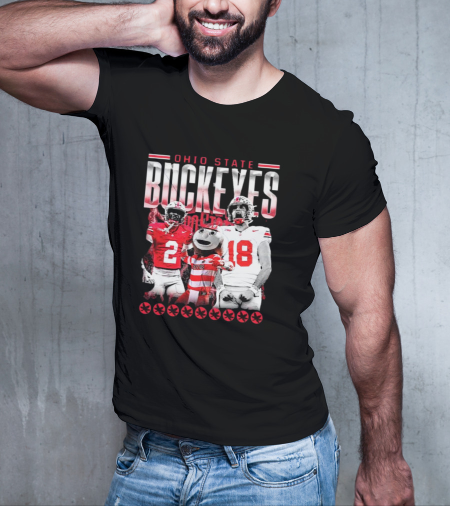 Caleb Downs X Will Howard Ohio State Buckeyes Mascot Graphic T-Shirt