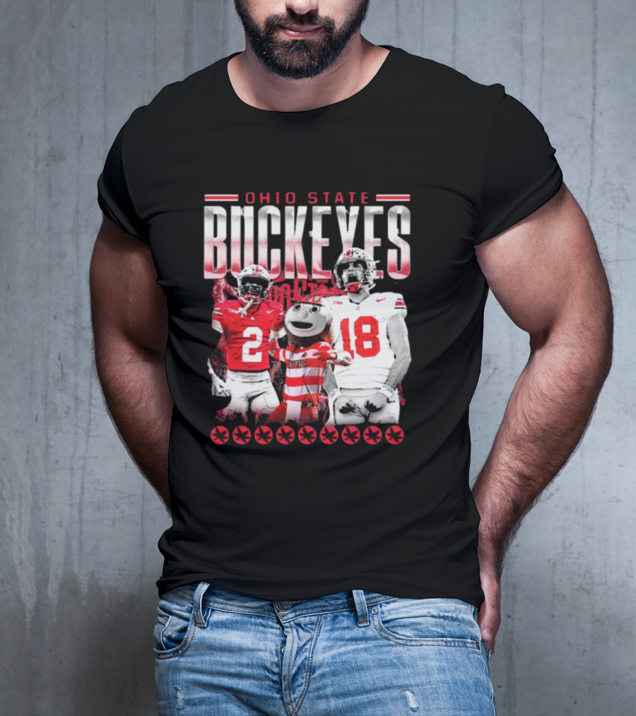 Caleb Downs X Will Howard Ohio State Buckeyes Mascot Graphic T-Shirt