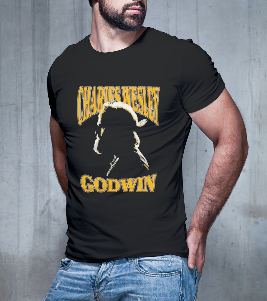 Charles Wesley Godwin CWG Silhouette Bold Yellow Text T-Shirt