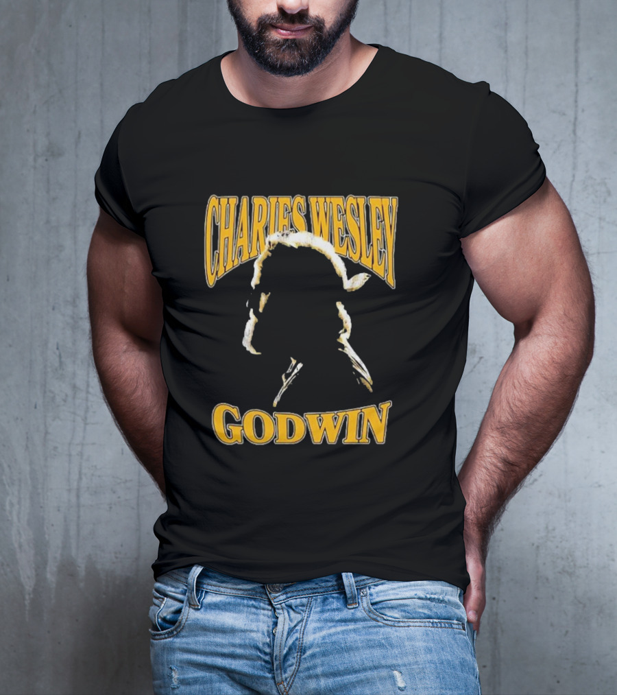 Charles Wesley Godwin CWG Silhouette Bold Yellow Text T-Shirt