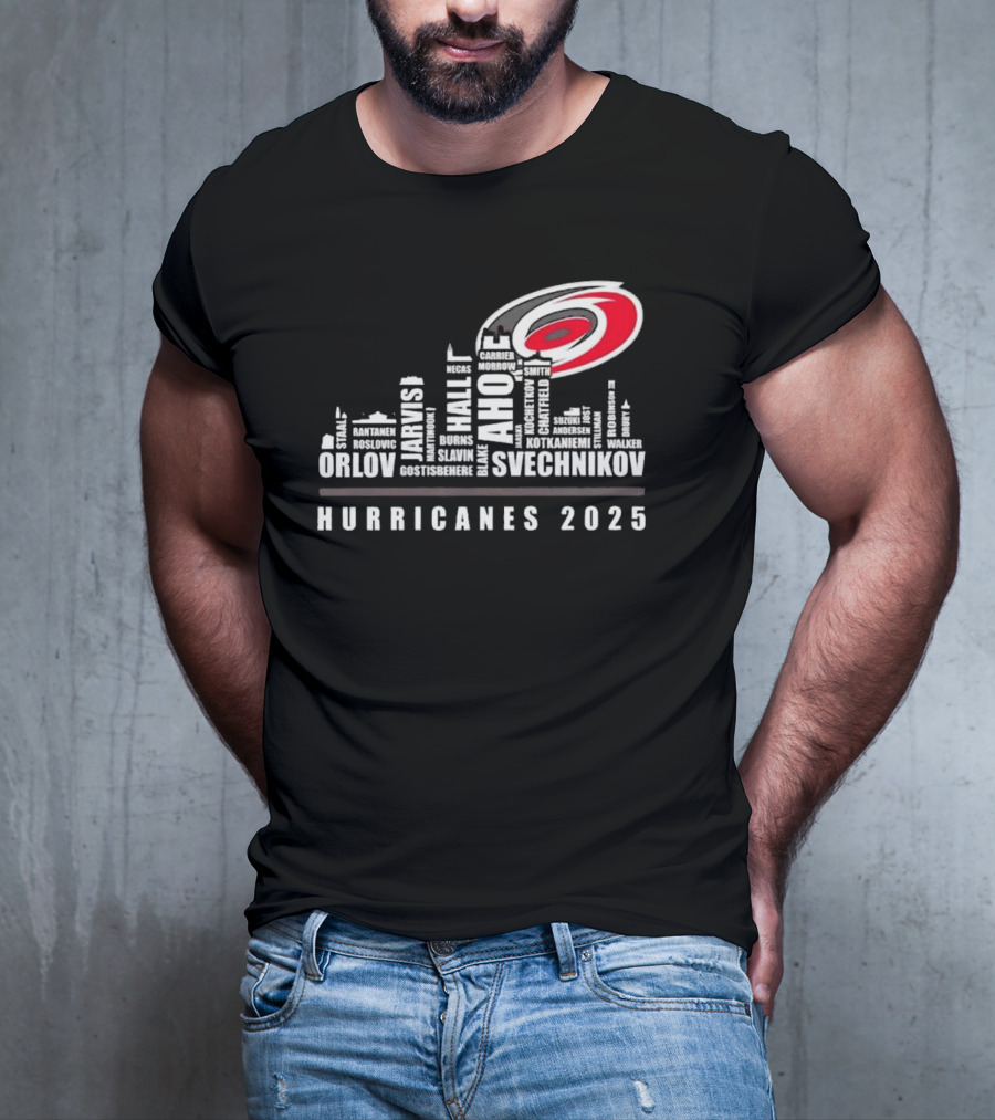 Carolina Hurricanes 2025 Players Names City Skyline T-Shirt