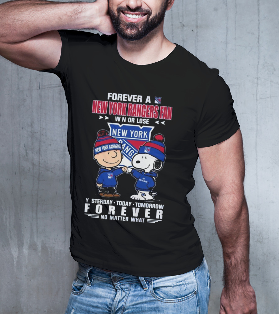Charlie Brown And Snoopy Forever A New York Rangers Fan Win Or Lose Yesterday Today Tomorrow Forever T-Shirt