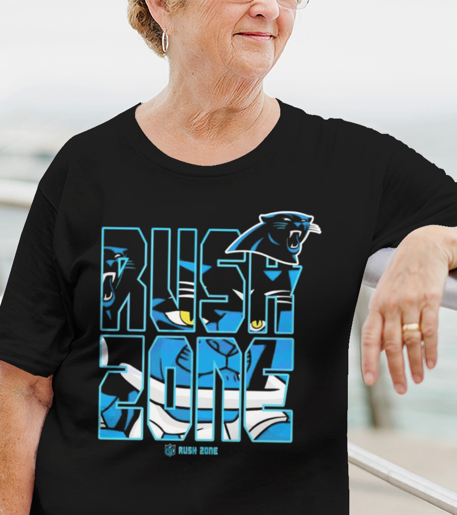 Carolina Panthers NFL Rush Zone Cartoon Football Logo T-Shirt