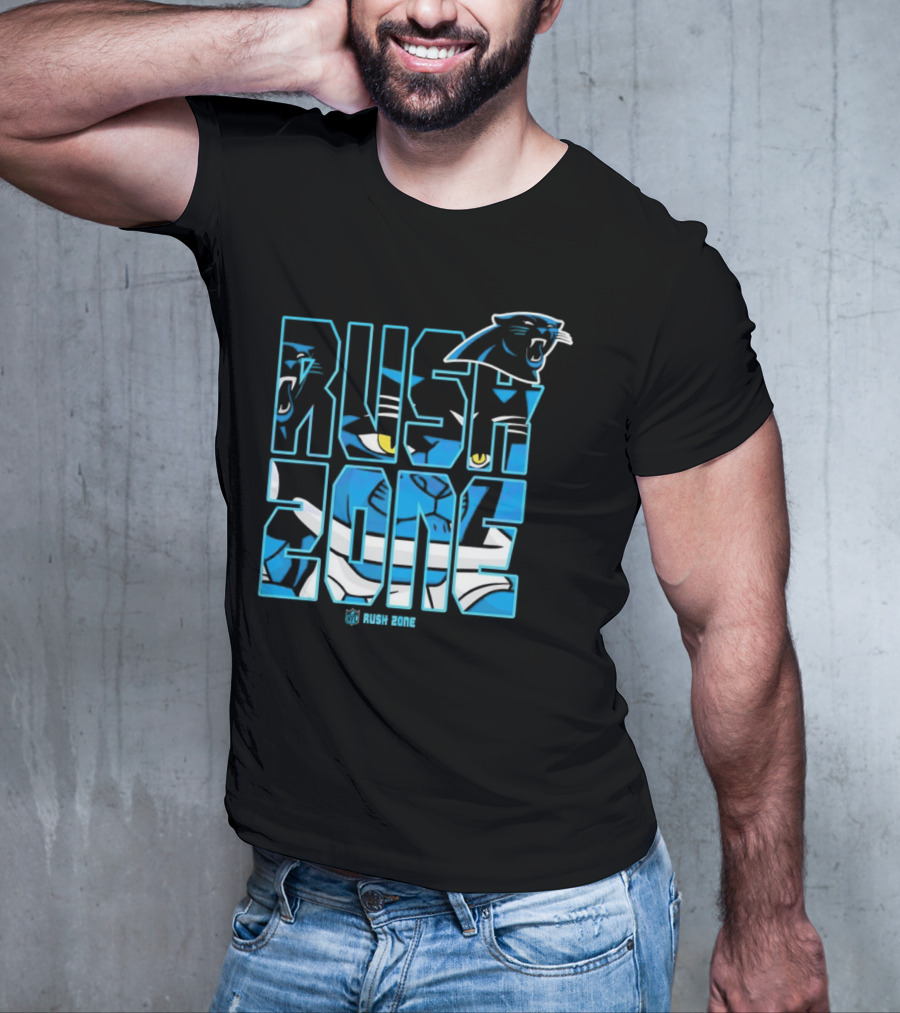 Carolina Panthers NFL Rush Zone Cartoon Football Logo T-Shirt
