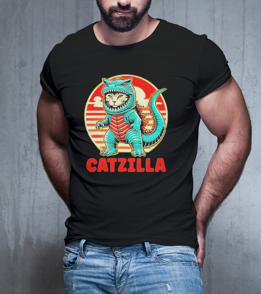 Cat Catzilla Cat Mom Cat Dad T-Shirt