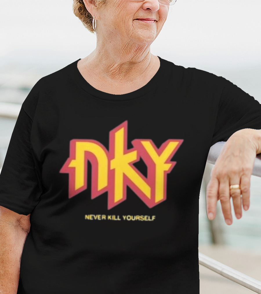 Christopher M Lafon Wearing Nyk Never Kill Yourself T-Shirt