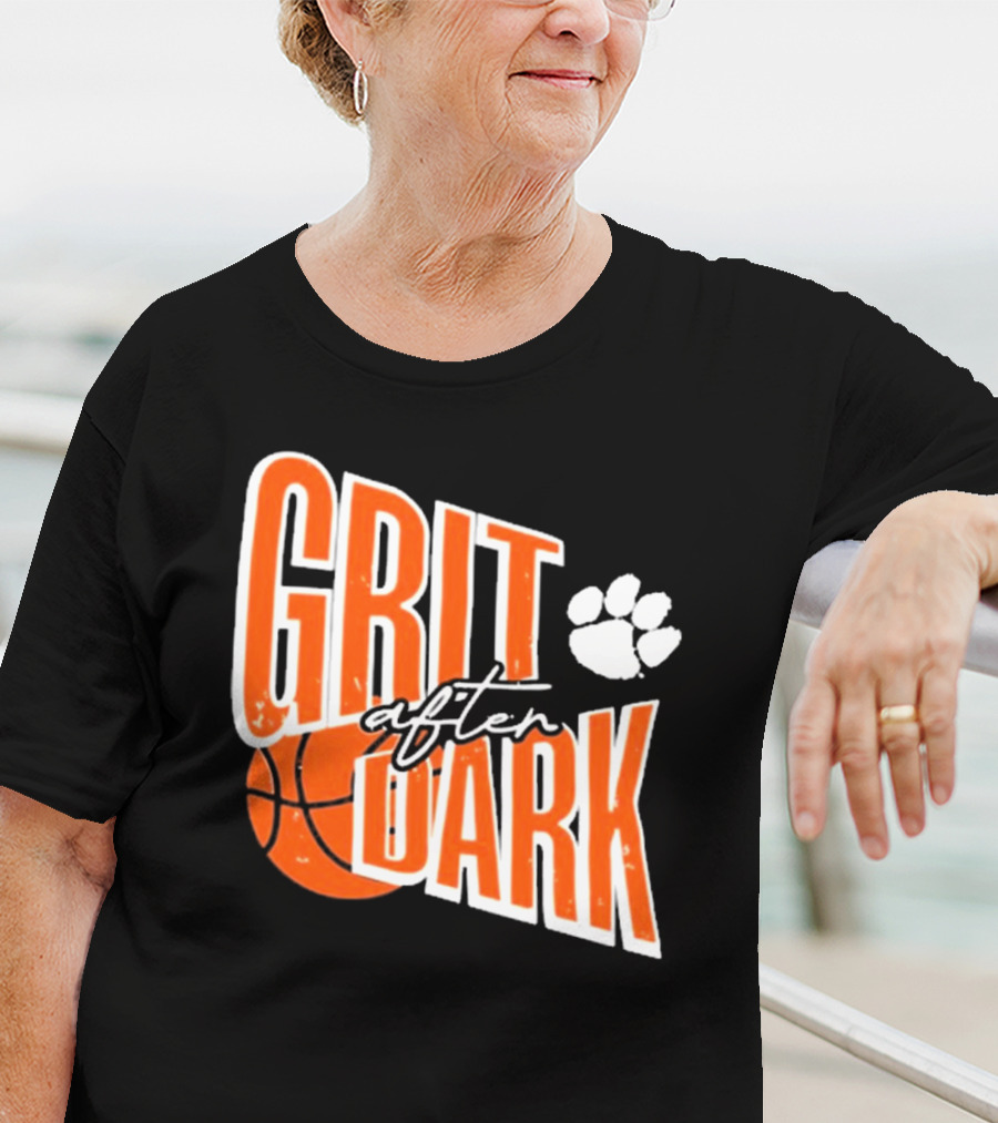 Clemson Tigers Grit After Dark Basketball With Paw Icon T-Shirt