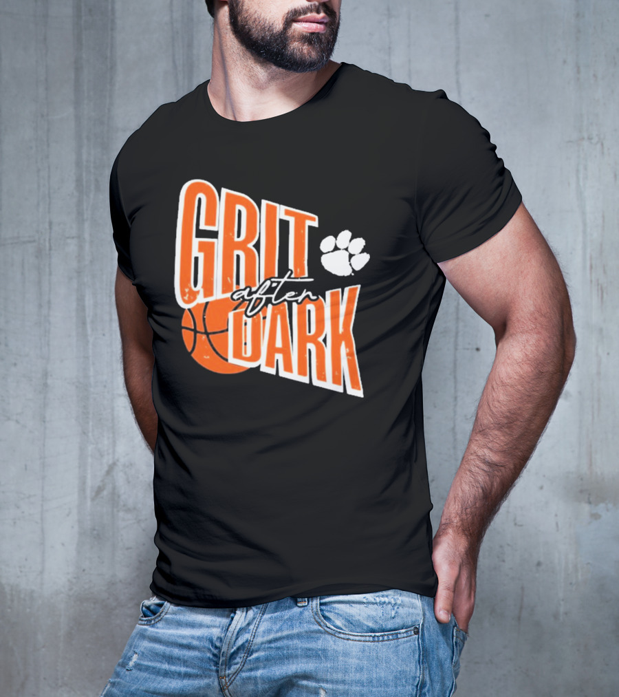 Clemson Tigers Grit After Dark Basketball With Paw Icon T-Shirt