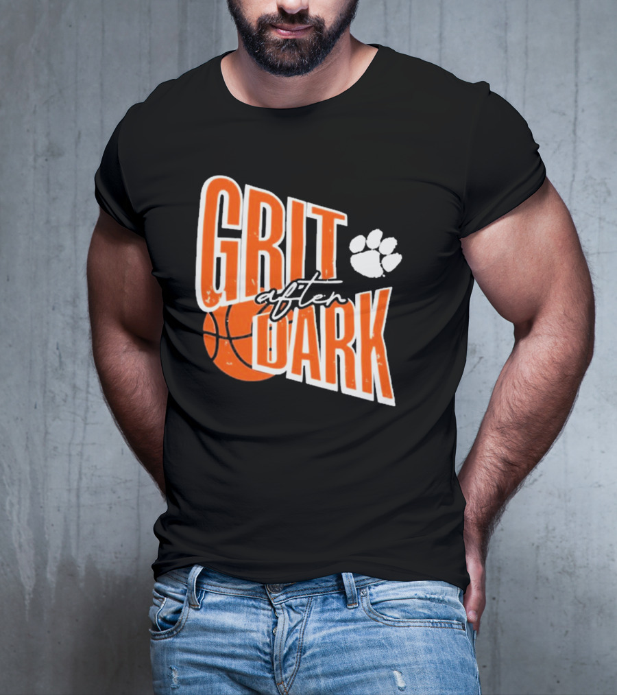 Clemson Tigers Grit After Dark Basketball With Paw Icon T-Shirt