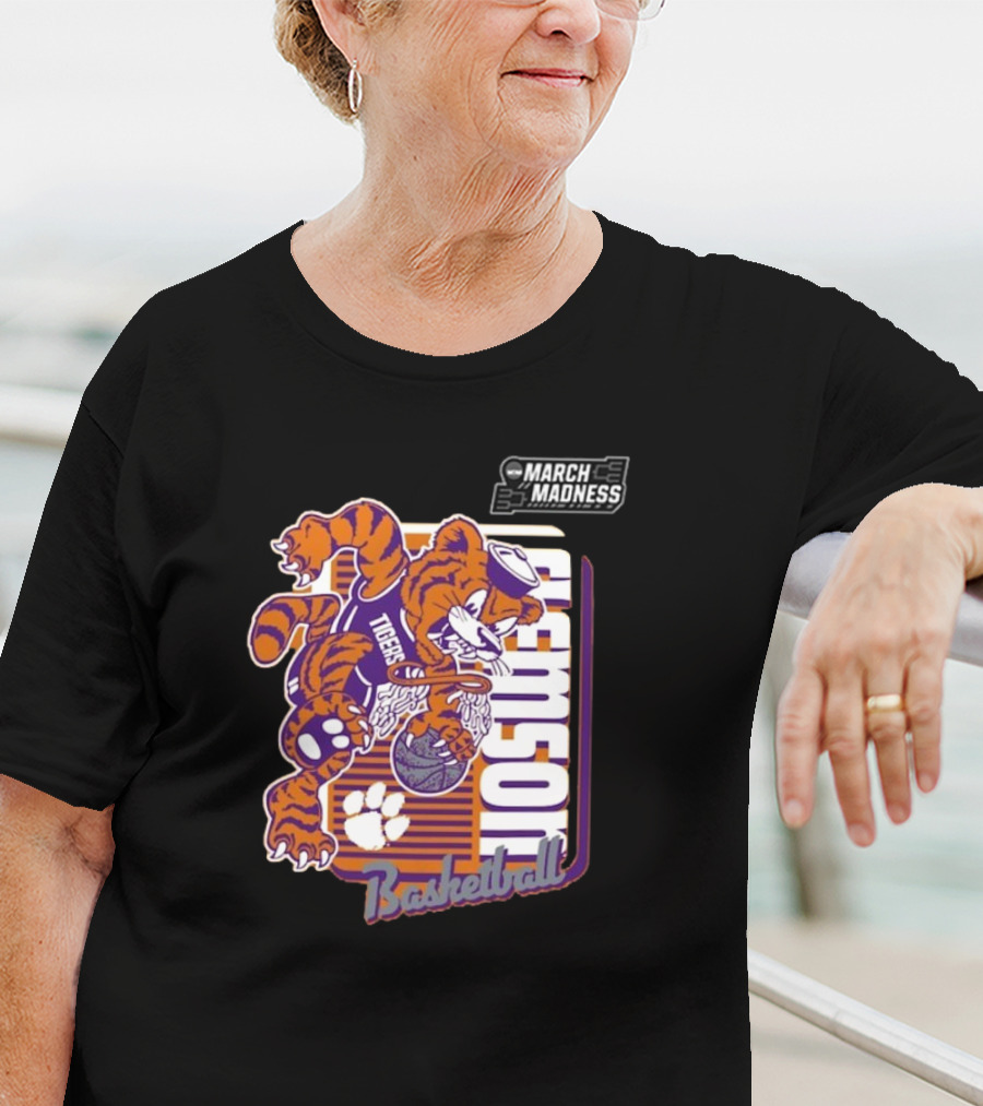 Clemson Basketball March Madness Dunking Tiger Mascot T-Shirt