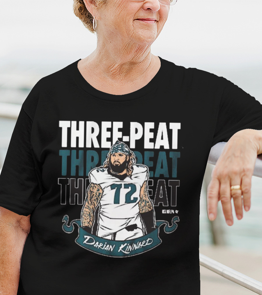 Darian Kinnard Three-Peat Philadelphia Eagles NFL Football T-Shirt