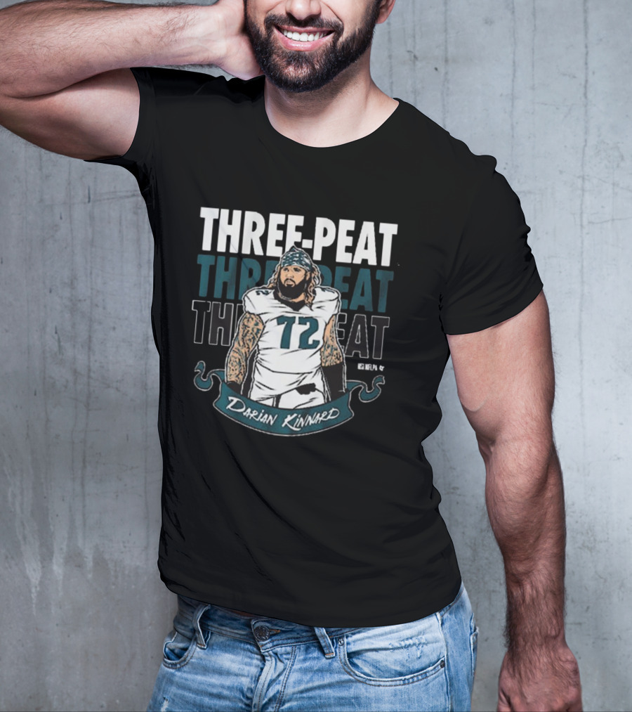 Darian Kinnard Three-Peat Philadelphia Eagles NFL Football T-Shirt