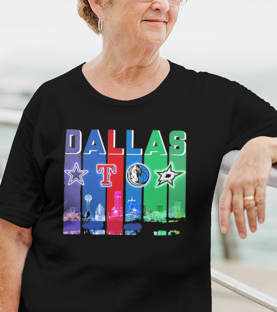 Dallas Retro Skyline Sports Teams Logo T-Shirt