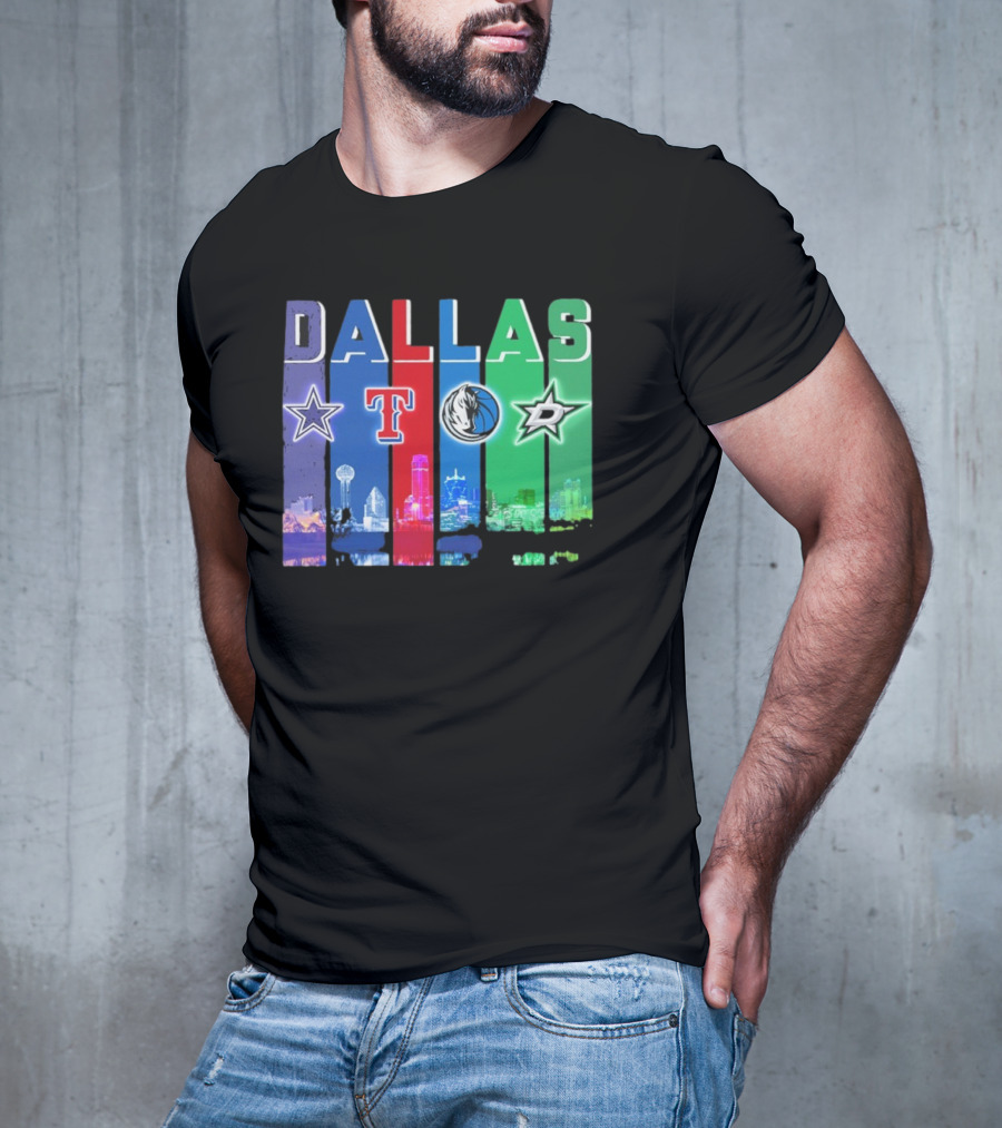 Dallas Retro Skyline Sports Teams Logo T-Shirt