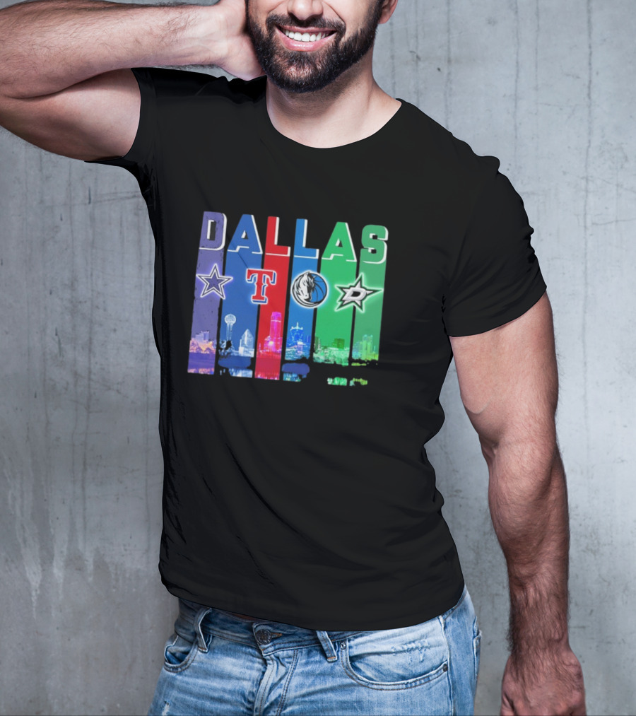 Dallas Retro Skyline Sports Teams Logo T-Shirt