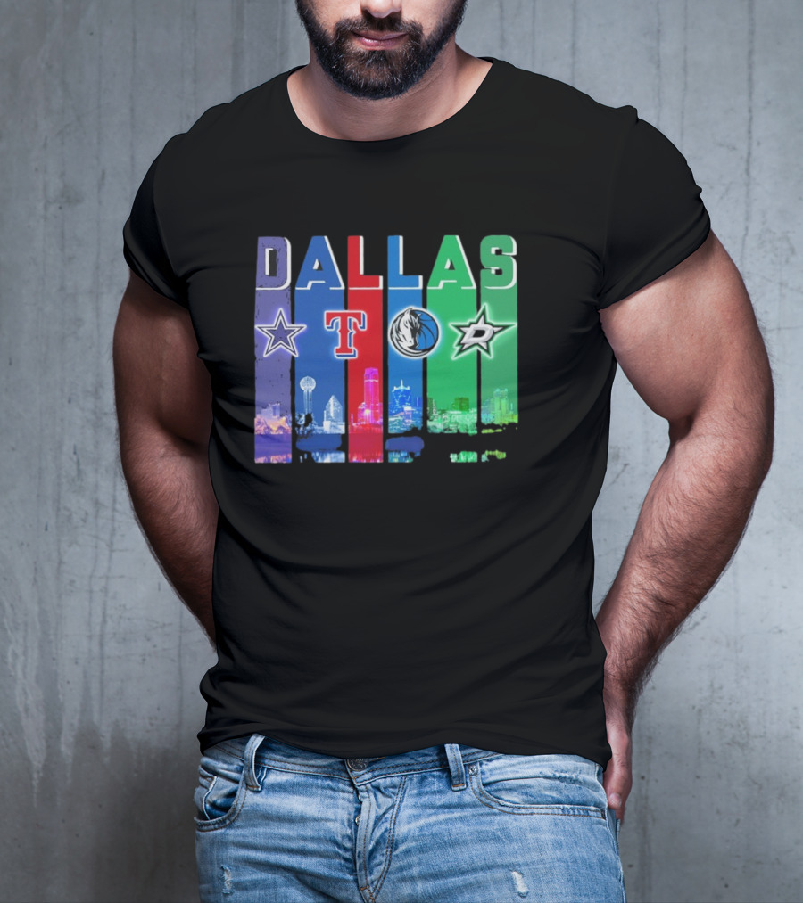 Dallas Retro Skyline Sports Teams Logo T-Shirt