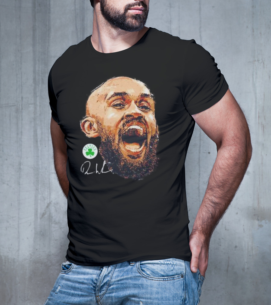Derrick White Boston Celtics Portrait Signature T-Shirt